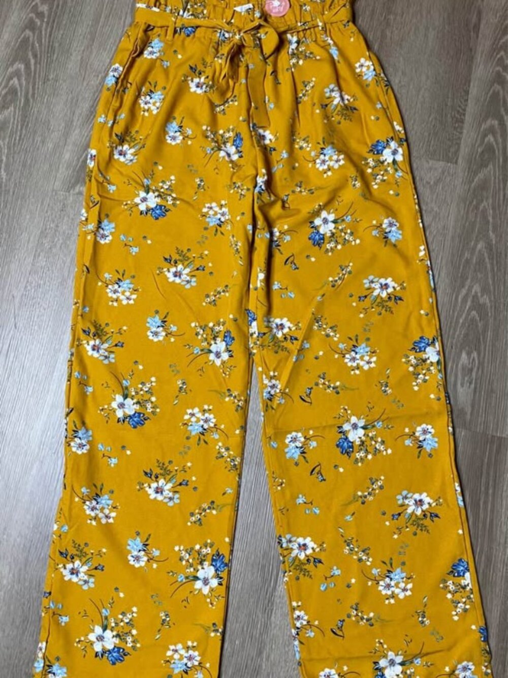 Bailey’s Blossoms Floral Pull-On Pants Dark Orange White Flowy Elastic Waist